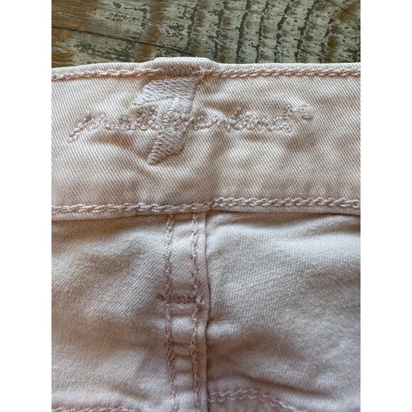7 For All Mankind Stretch Denim Cuffed Shorts Light Pink 25 - Picture 4 of 6